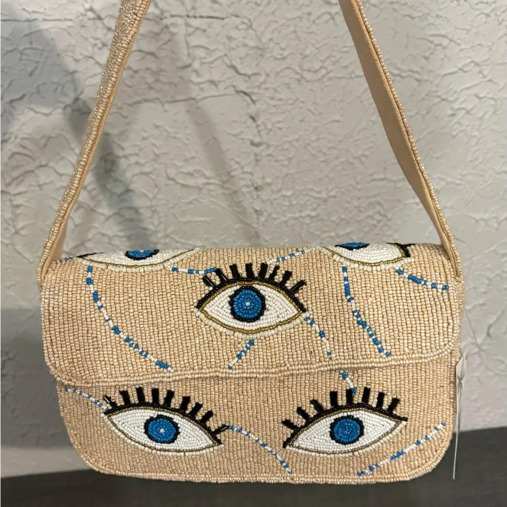America & Beyond *FLAWED Celestial Evil Eye Beaded Bag Viral Blogger Favorite - Picture 6 of 10